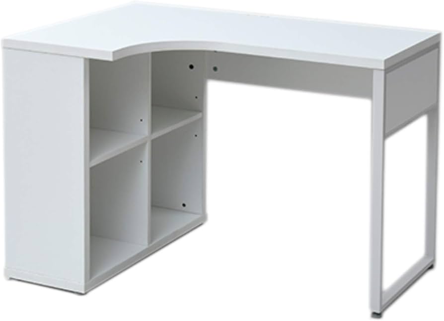 [山善] デスク (L字) 天板耐荷重50㎏ 幅100×奥行45-70×高さ72cm 2口コンセント 机下シェルフ(棚板高さ調節可) 北欧 組立品  ホワイト NOPE-C1045(WH) テレワーク